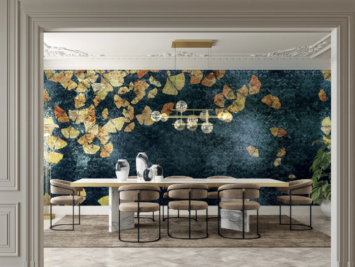 ETERNAL YOUTH - Gold leaf wallpaper with floral pattern _ Inkiostro Bianco